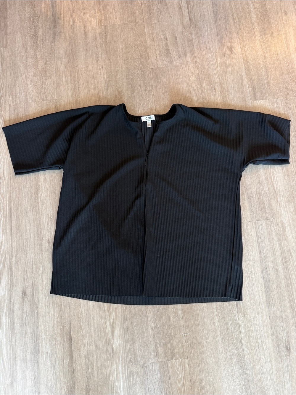 COS Black Pleated Blouse Large